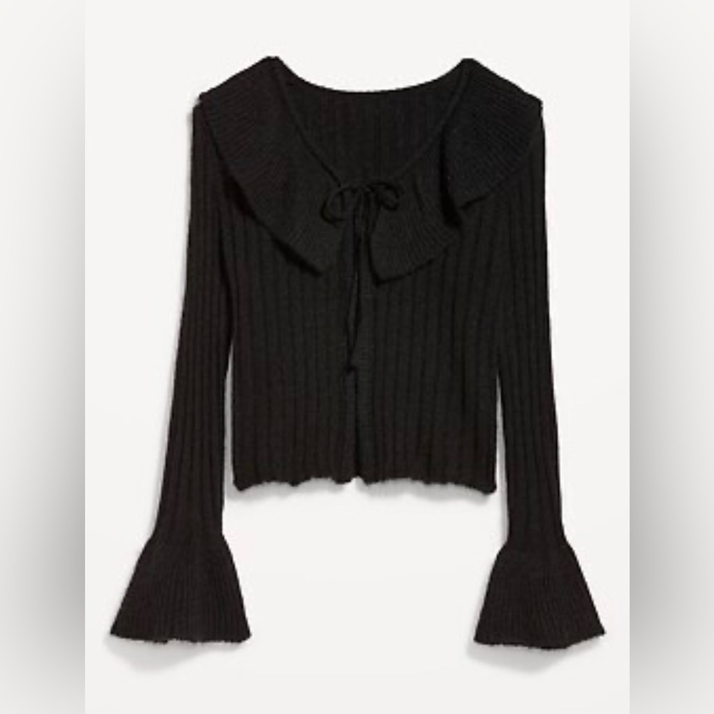 Old Navy Wool-Blend Ruffle Tie-Front Cropped Cardigan Size M - Picture 2 of 13